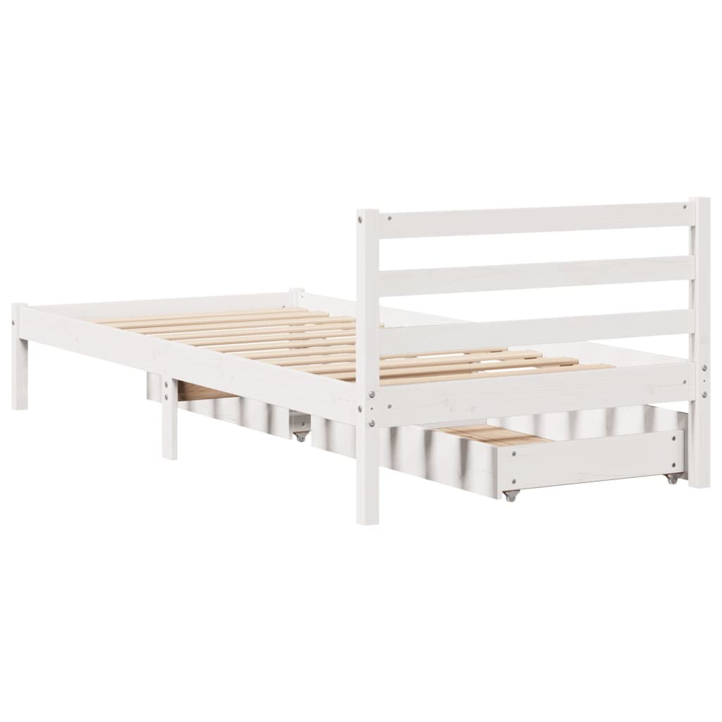 vidaXL Letto senza Materasso Bianco 75x190 in Legno Massello di Pino