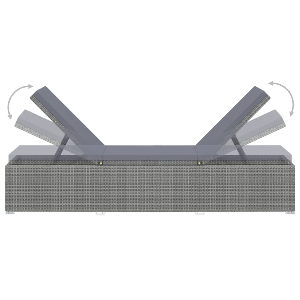 vidaXL Lettino Prendisole con Cuscino Grigio Scuro Polyrattan Grigio