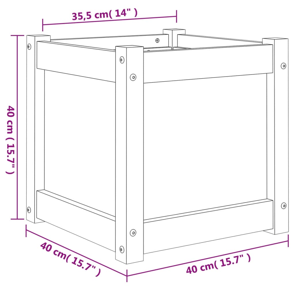 vidaXL Fioriera Giardino Marrone Cera 40x40x40 cm Legno Massello Pino