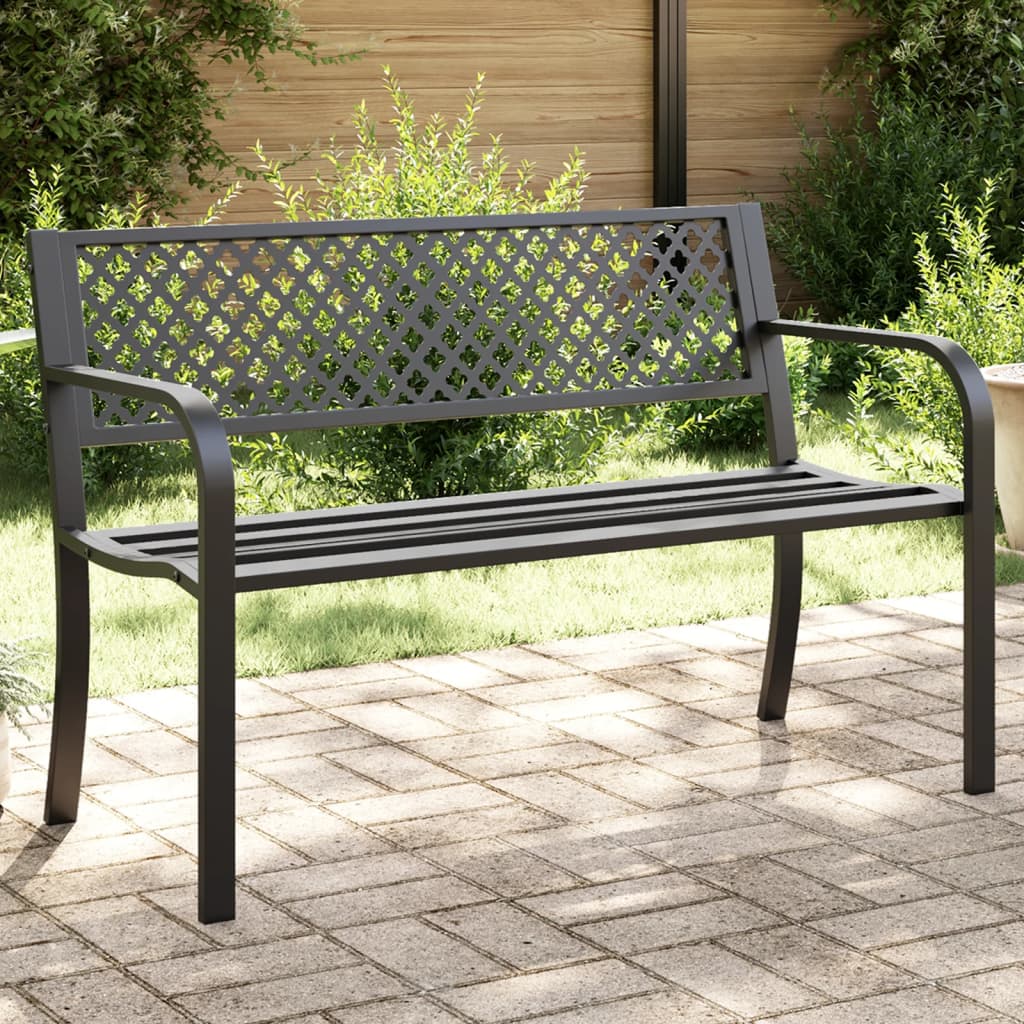 vidaXL Panchina da Giardino 119 cm Nera in Acciaio