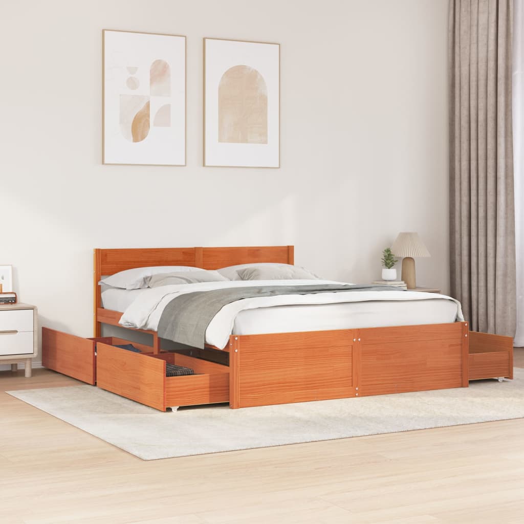 vidaXL Letto senza Materasso Marrone Cera 150x200 cm in Legno di Pino