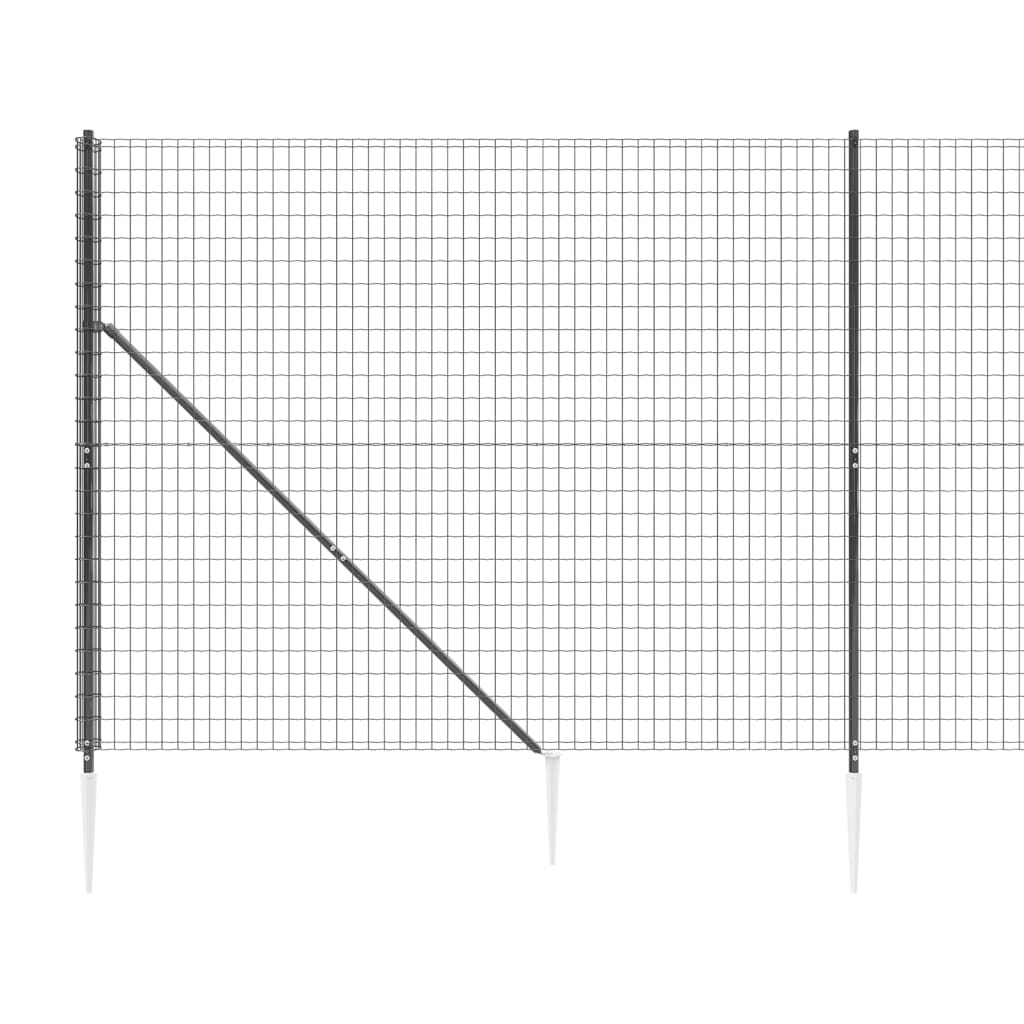 vidaXL Recinzione Metallica con Picchetti Ancoraggio Antracite 1,6x25m