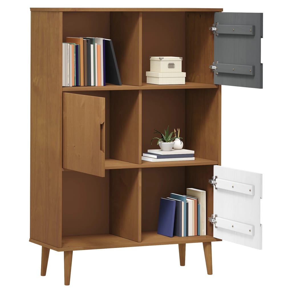 vidaXL Libreria MOLDE Marrone 90x35x133,5 cm in Legno Massello di Pino