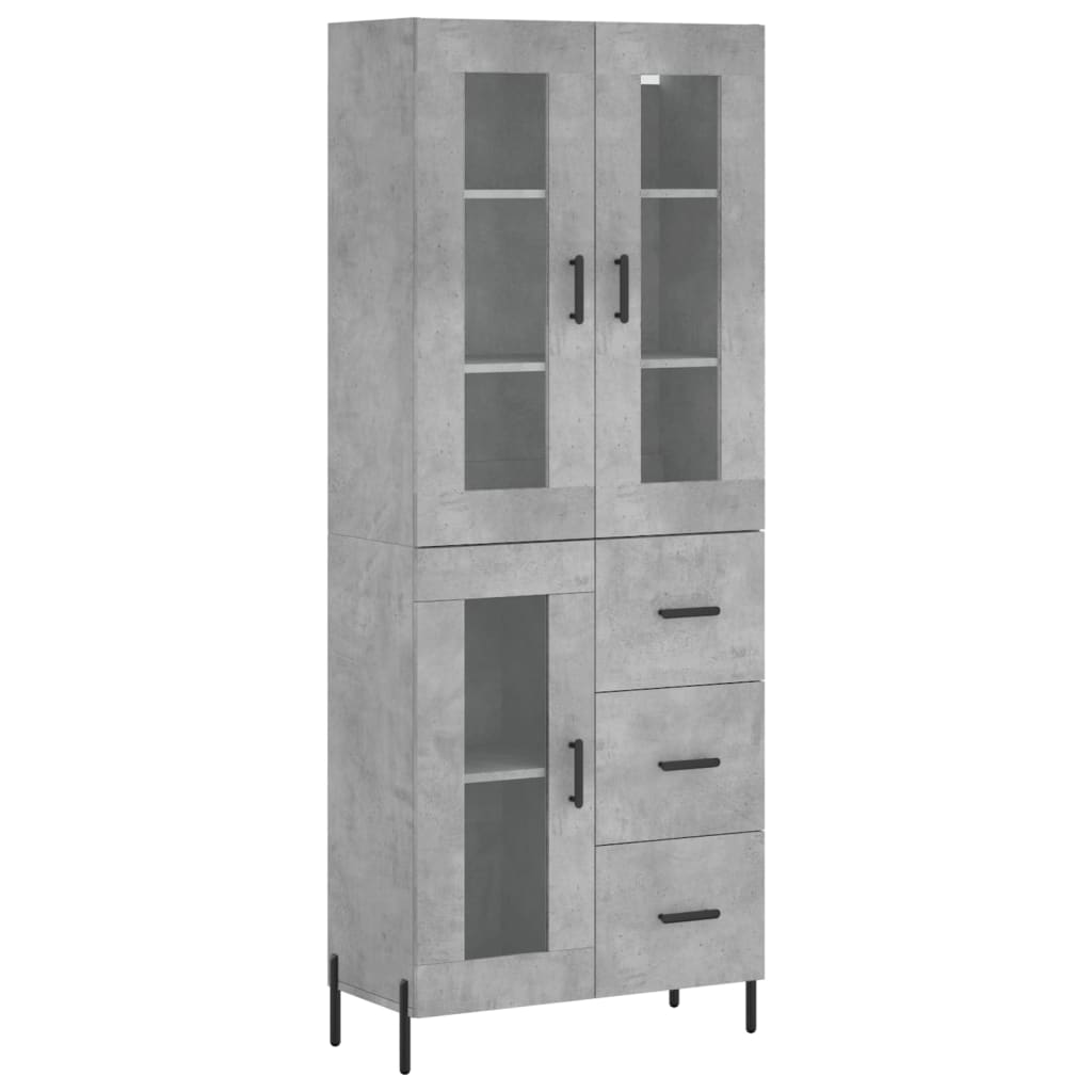 vidaXL Credenza Grigio Cemento 69,5x34x180 cm in Legno Multistrato