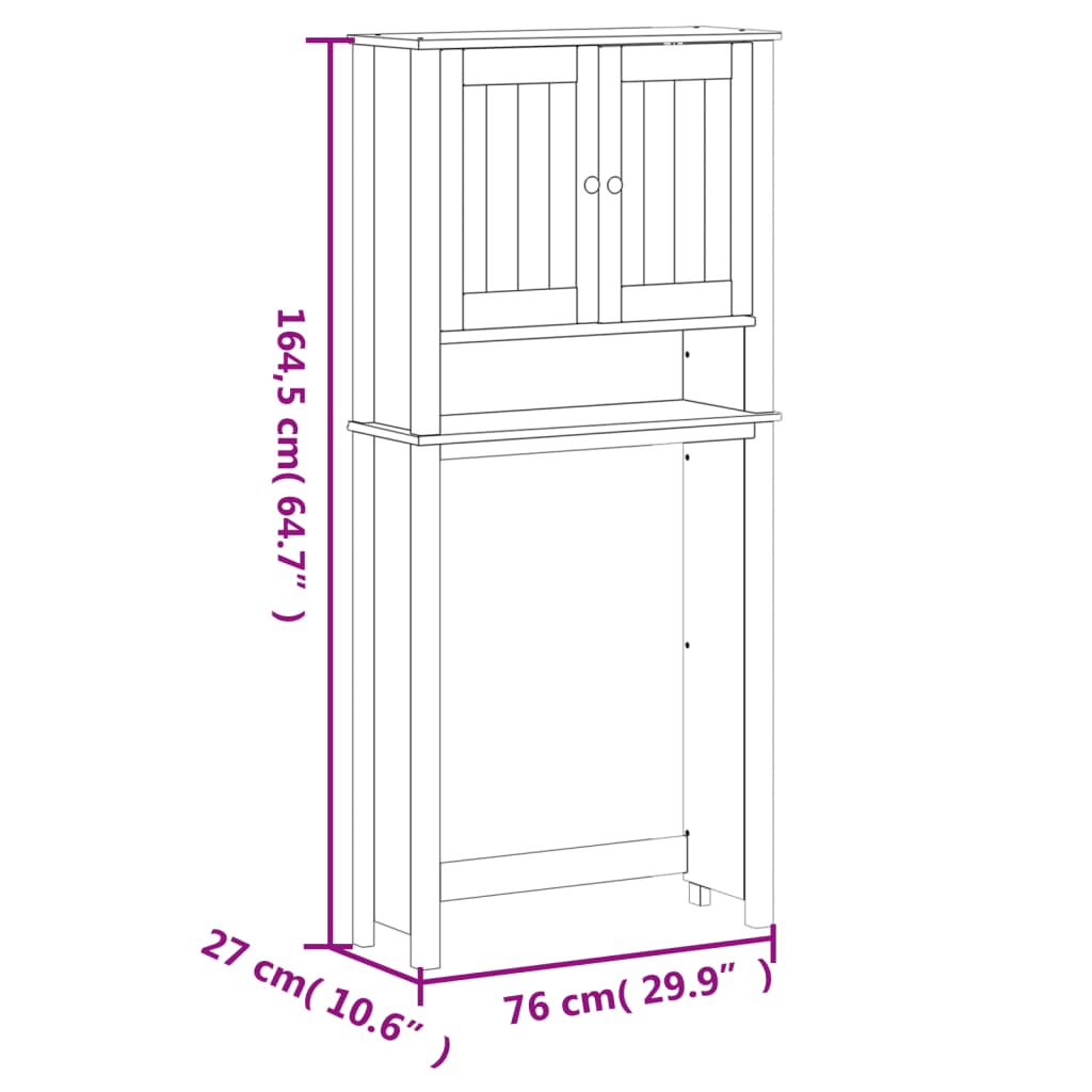 vidaXL Mobile per Lavatrice BERG Nero 76x27x164,5cm Legno Massello