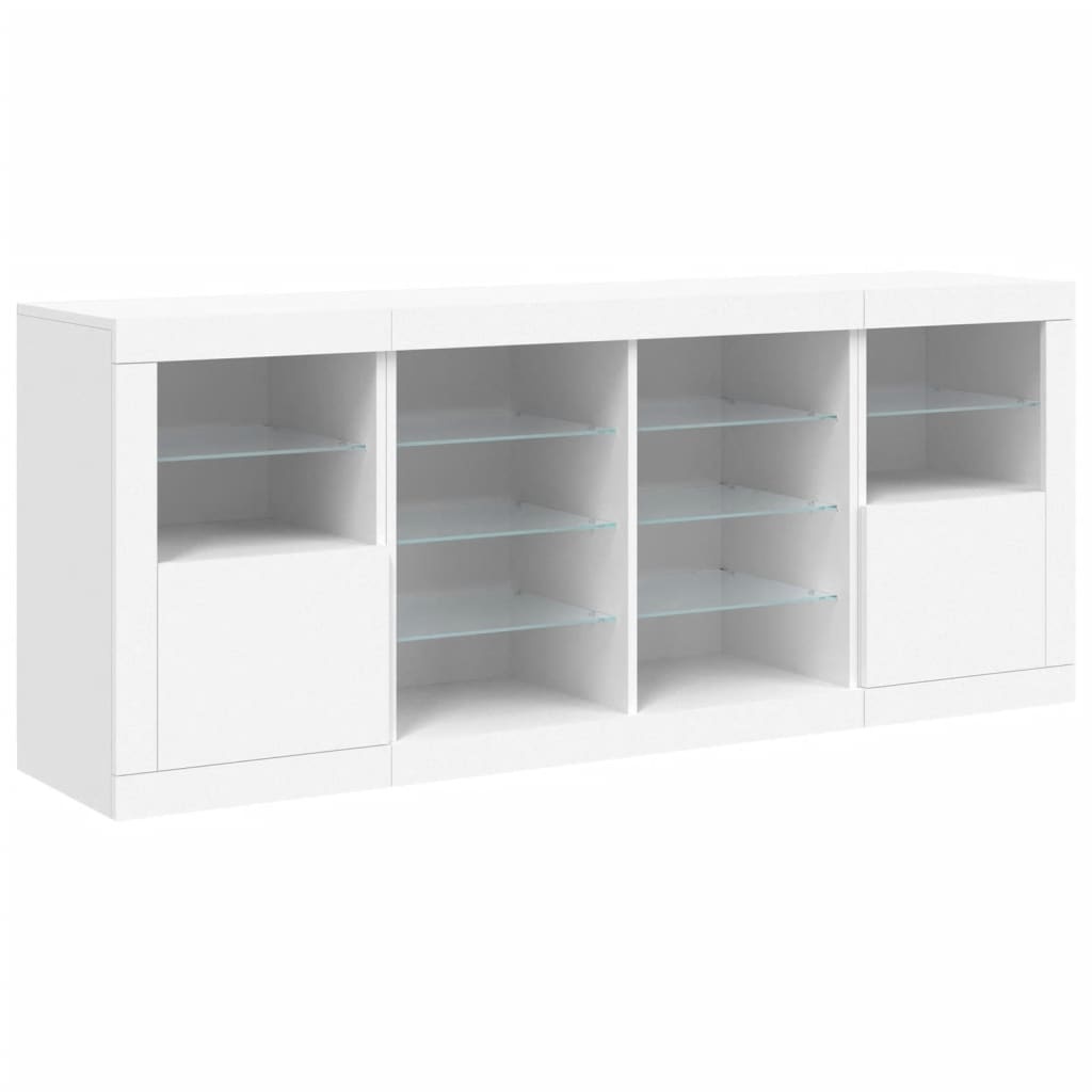 vidaXL Credenza con Luci LED Bianca 163x37x67 cm