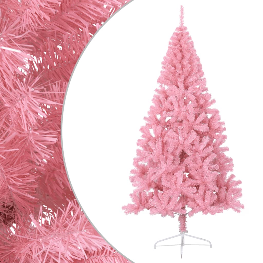 vidaXL Albero di Natale Artificiale a Metà con Supporto Rosa 180cm PVC