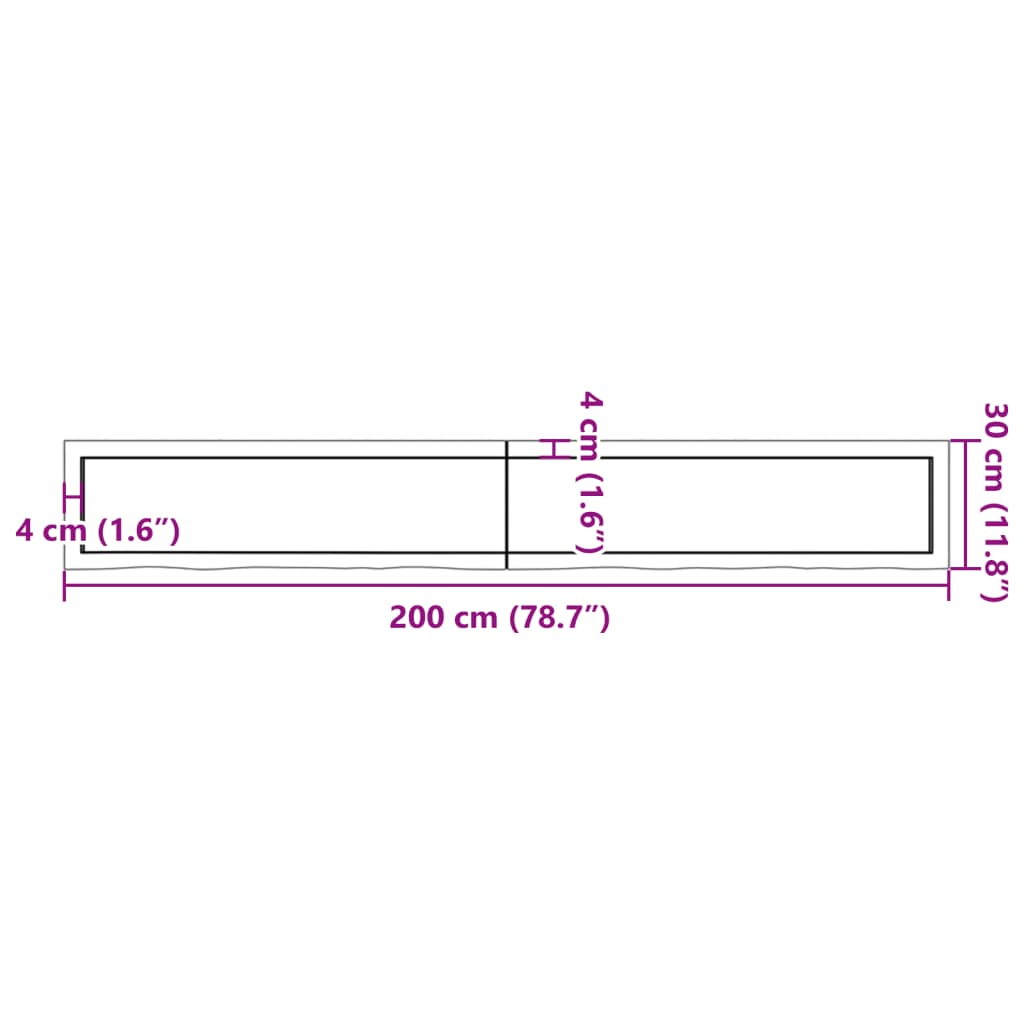 vidaXL Ripiano a Parete 200x30x(2-6) cm Massello Rovere Non Trattato