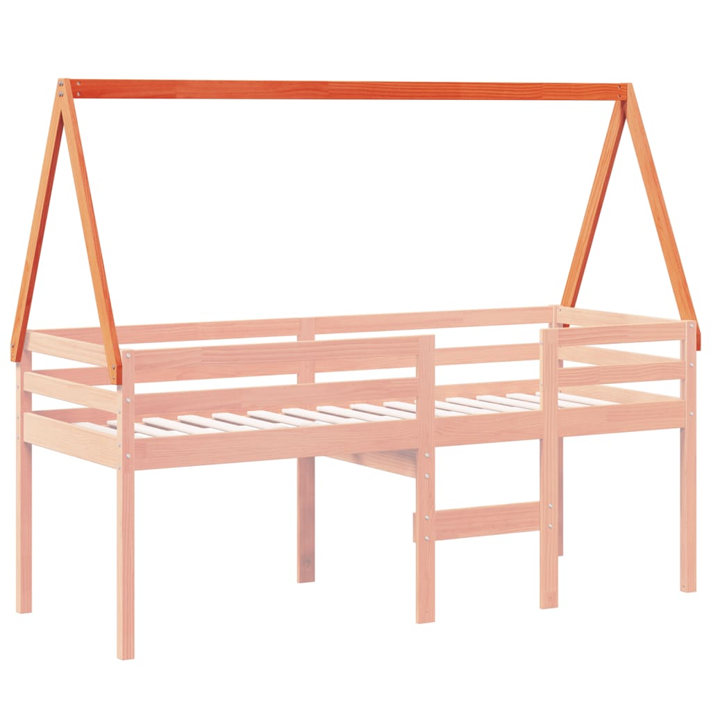 vidaXL Tetto Letto Bambini Marrone Cera 199x80,5x88 cm Massello Pino