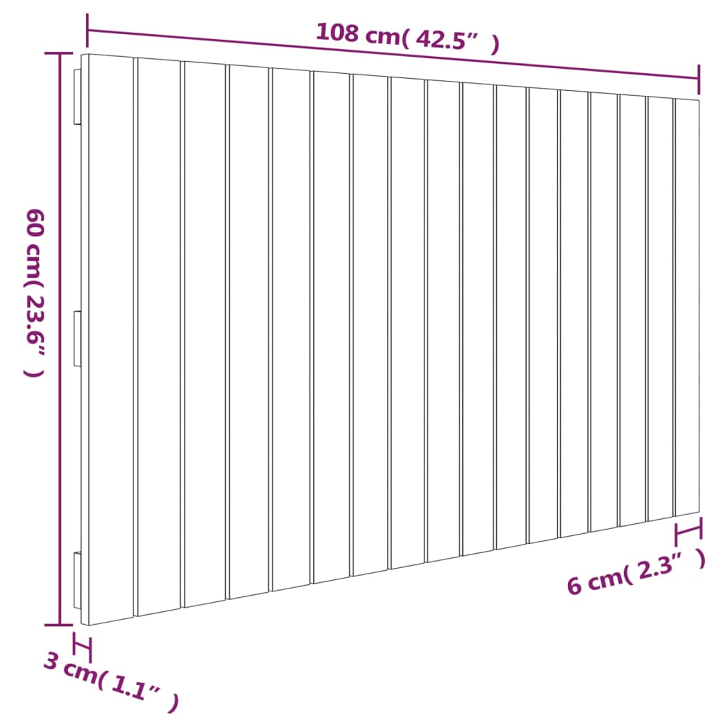 vidaXL Testiera da Parete Ambra 108x3x60 cm in Legno Massello di Pino