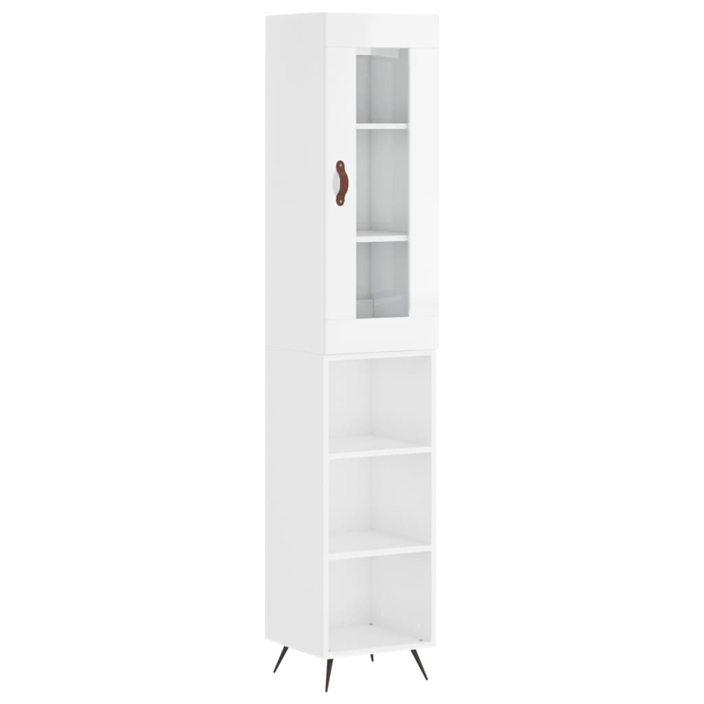 vidaXL Credenza 34,5x34x180 cm in Legno Multistrato Bianco Lucido