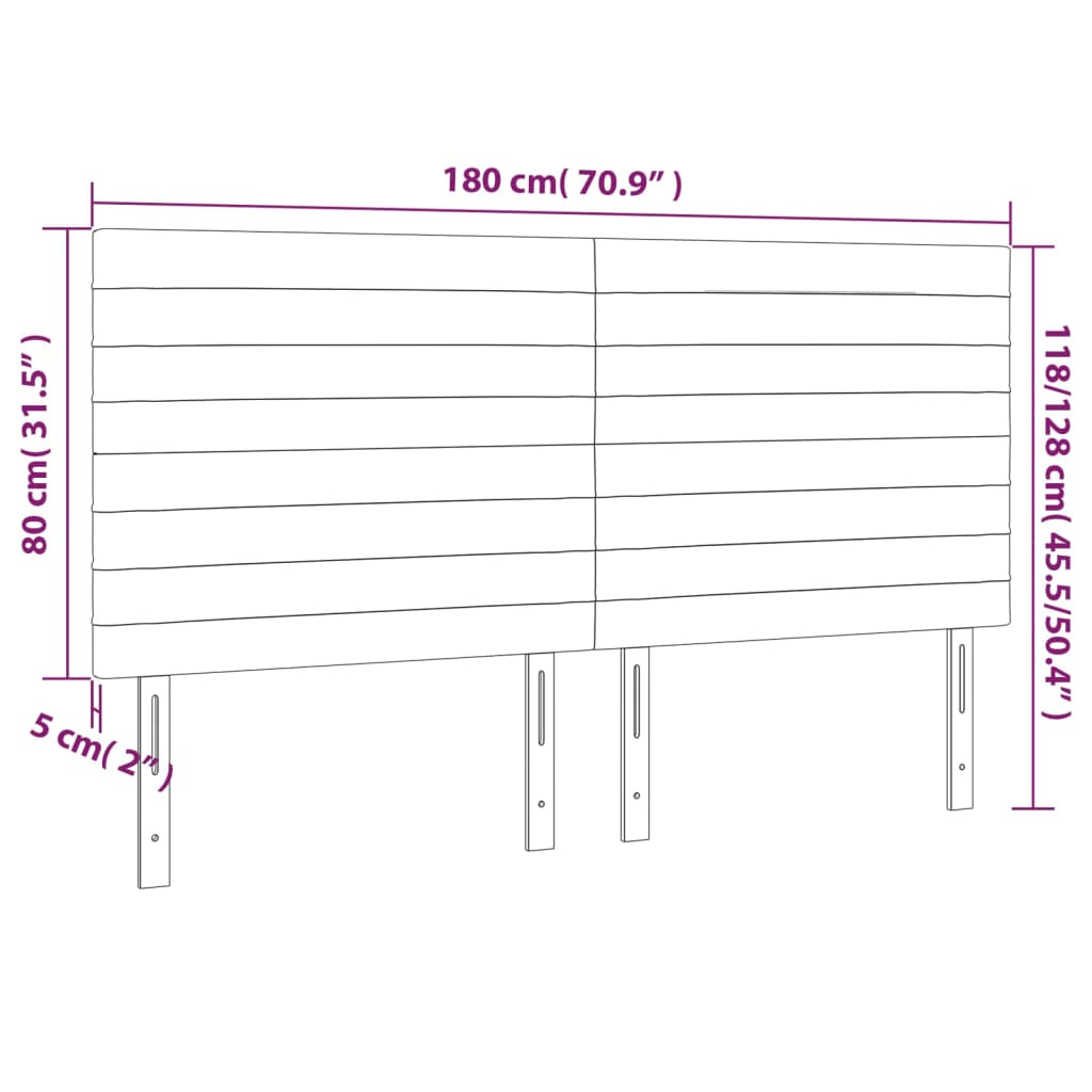 vidaXL Testiera a LED Blu Scuro 180x5x118/128 cm in Velluto