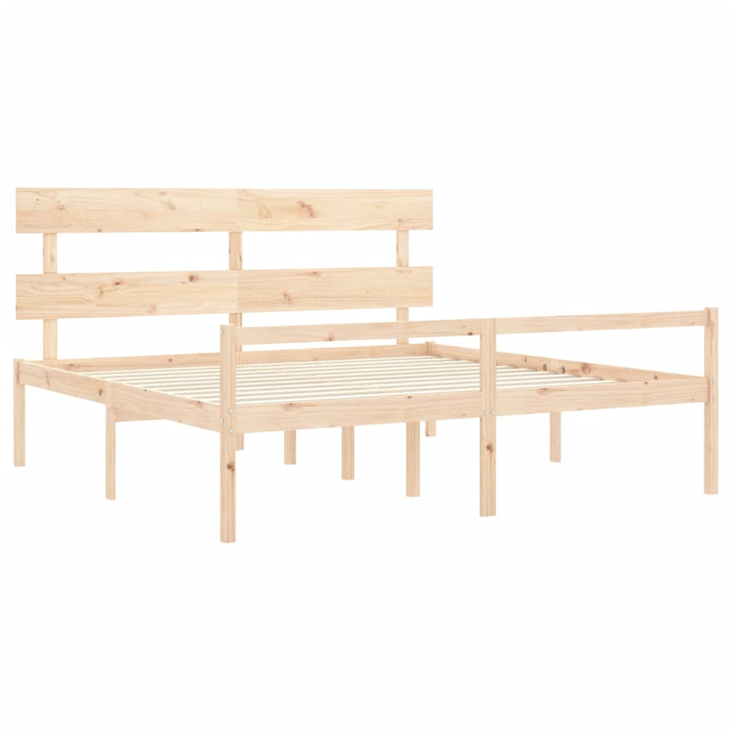 vidaXL Letto per Anziani con Testiera Bianco Super King Legno Massello