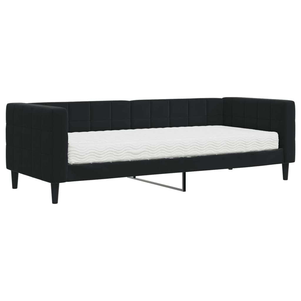 vidaXL Divano Letto con Materasso Nero 80x200 cm in Velluto