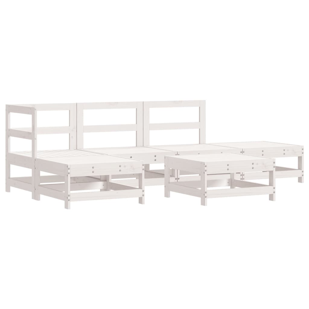 vidaXL Set Divani da Giardino 6pz con Cuscini in Legno Massello Bianco