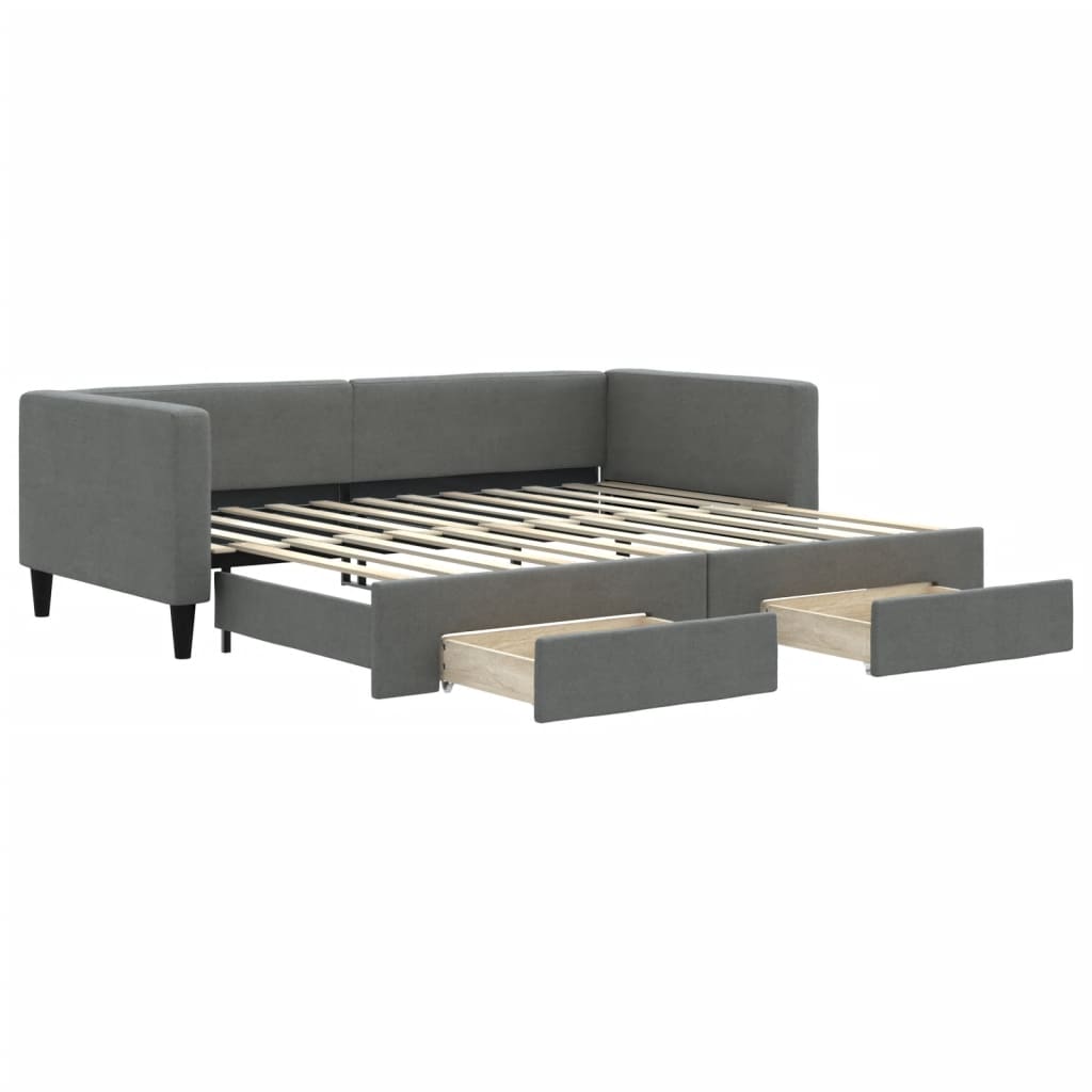 vidaXL Divano Letto Estraibile Cassetti Grigio Scuro 90x200cm Tessuto