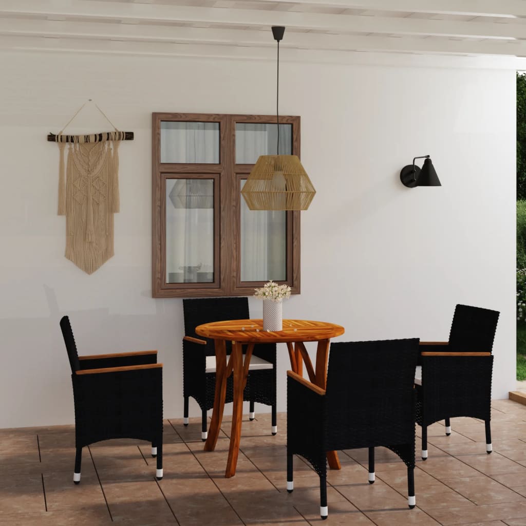 vidaXL Set Mobili da Pranzo per Giardino 5 pz Nero