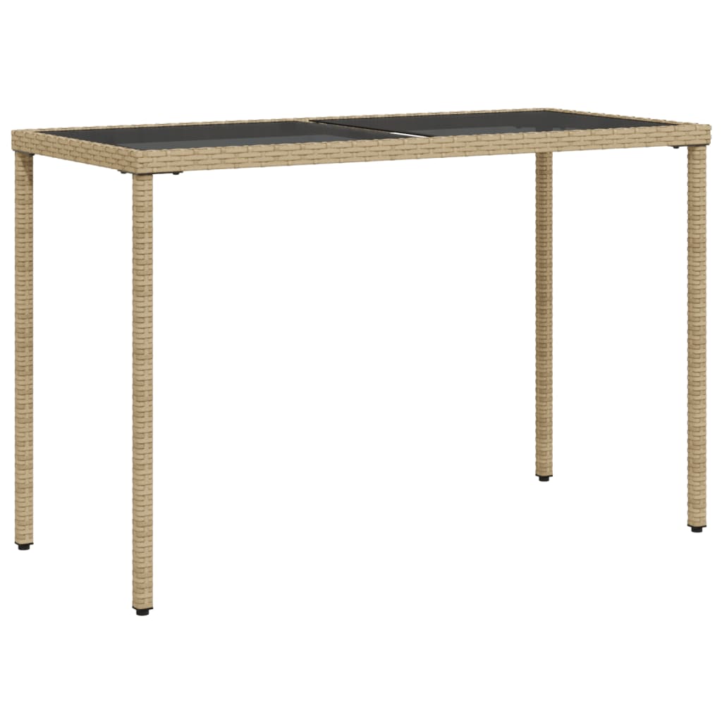 vidaXL Tavolo da Giardino con Piano Vetro Beige 115x54x74cm Polyrattan