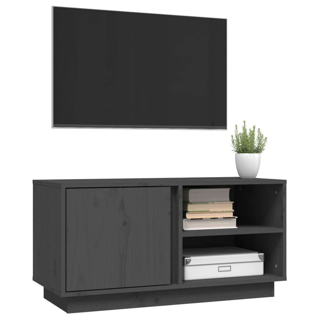 vidaXL Mobile Porta TV Grigio 80x35x40,5 cm in Legno Massello di Pino