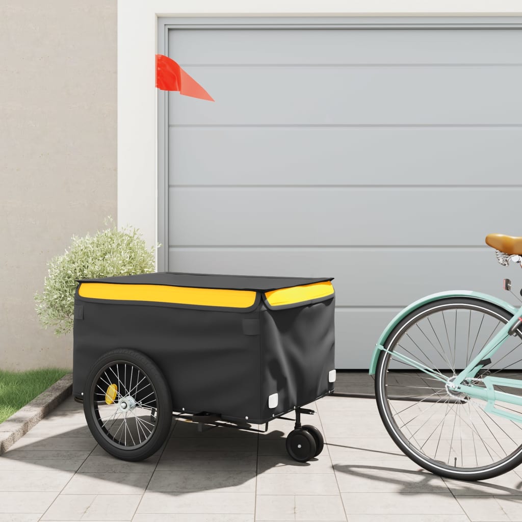 vidaXL Rimorchio da Bici Nero e Giallo 45 kg in Ferro