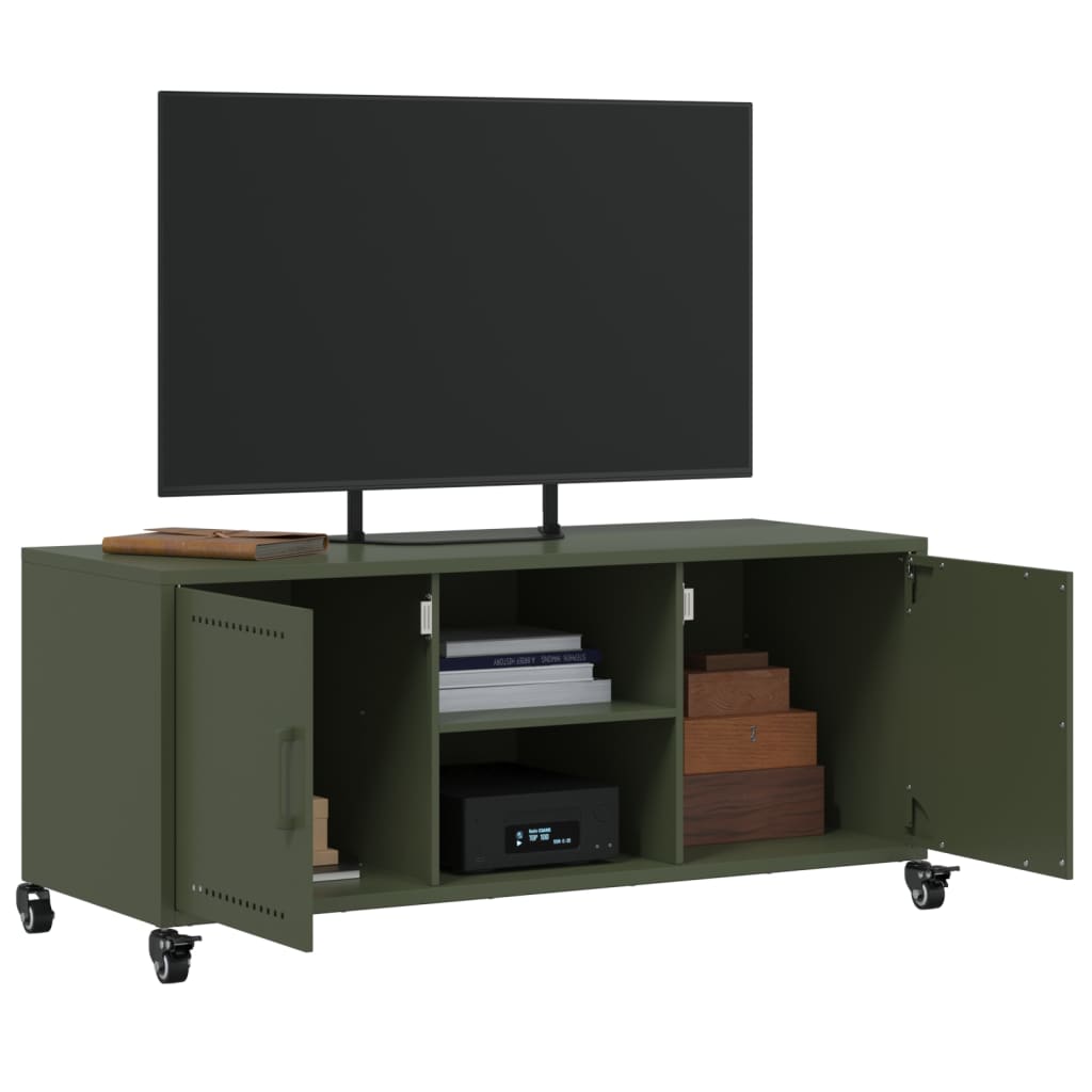 vidaXL Mobile TV Verde Oliva 100,5x39x43,5 cm in Acciaio