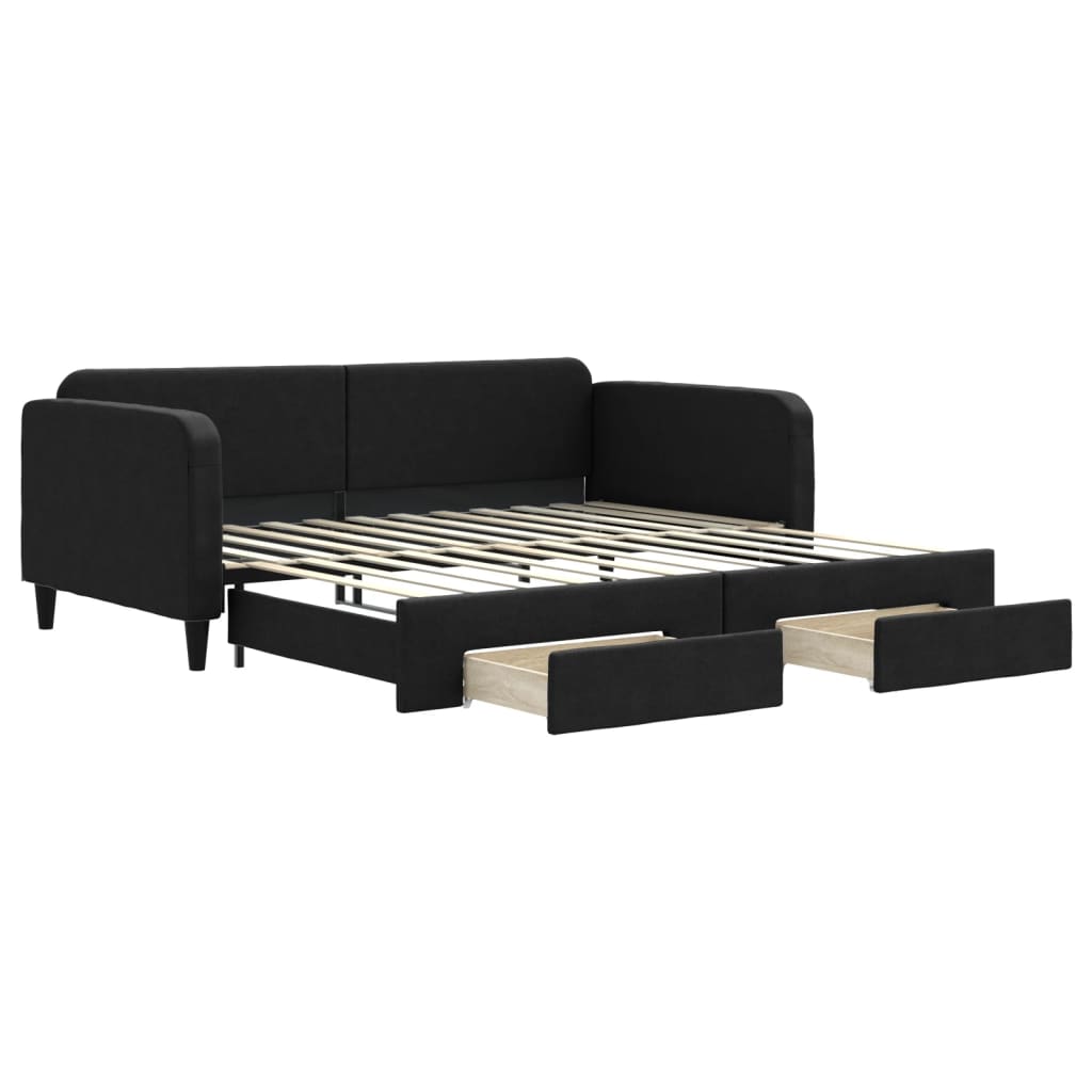 vidaXL Divano Letto Estraibile con Cassetti Nero 100x200 cm in Tessuto