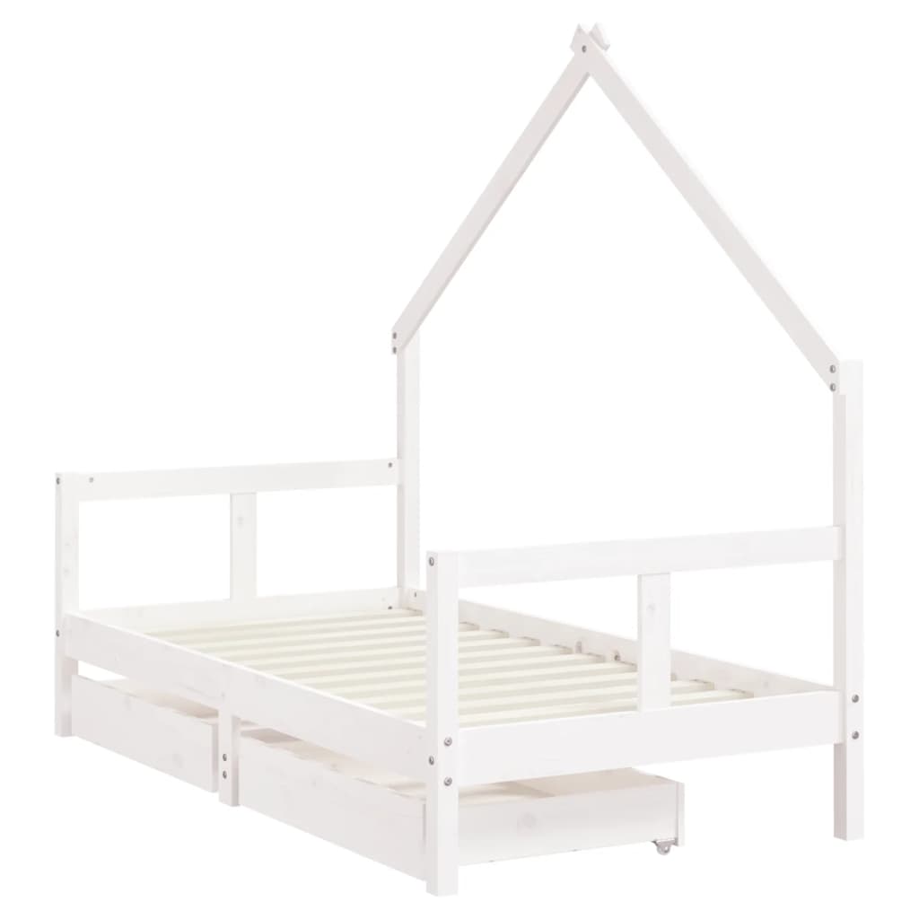 vidaXL Giroletto Bambini con Cassetti Bianco 80x160 cm Massello Pino