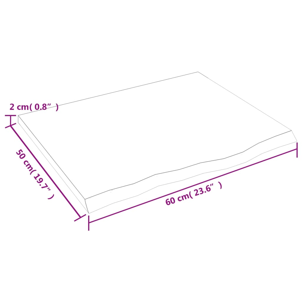 vidaXL Piano Tavolo Marrone Scuro 60x50x2cm Rovere Massello Trattato