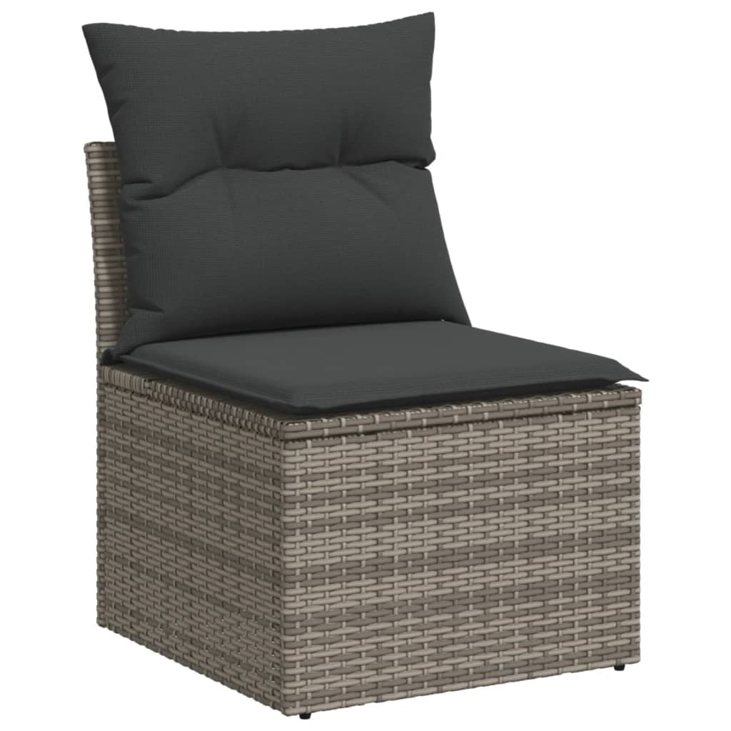 vidaXL Set Divano da Giardino 10 pz con Cuscini Grigio in Polyrattan