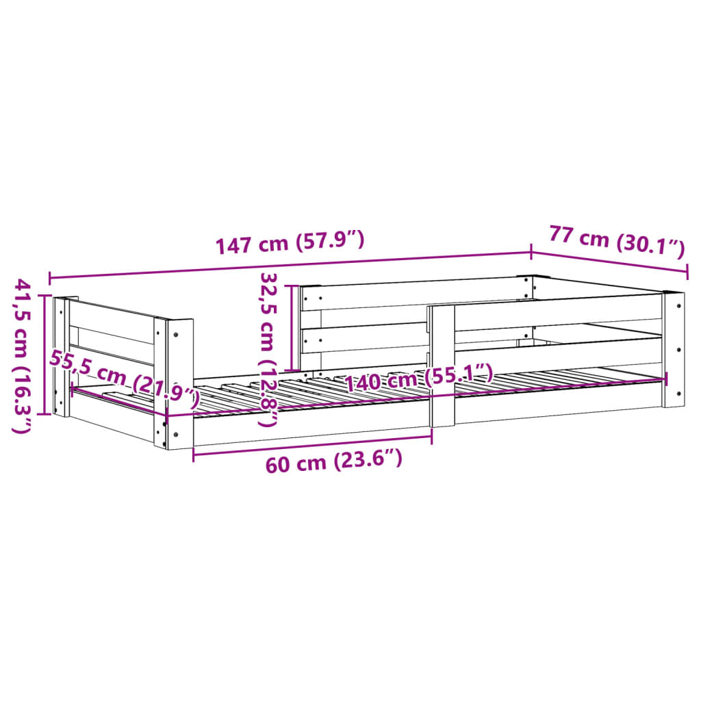 vidaXL Letto senza Materasso Marrone Cera 70x140 cm in Legno di Pino