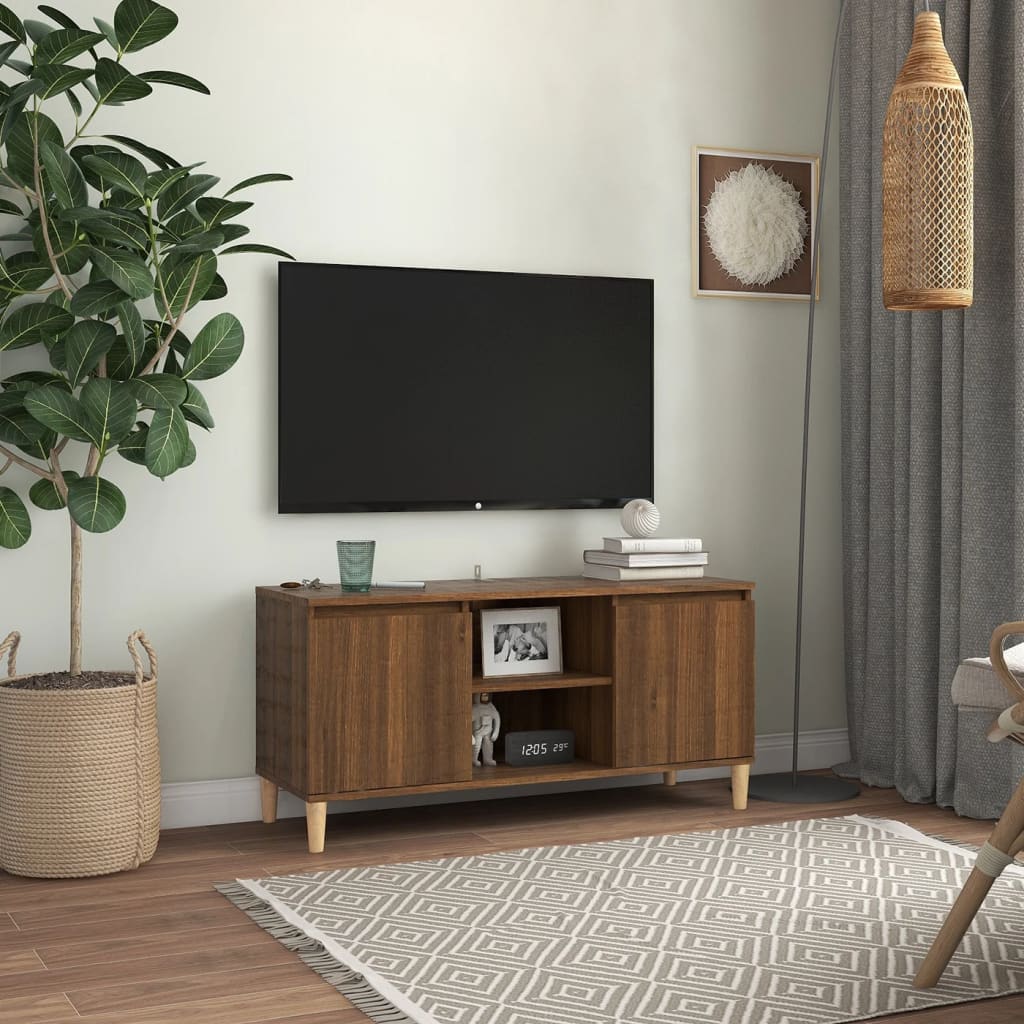 vidaXL Mobile TV Gambe in Legno Marrone Rovere 103,5x35x50 cm