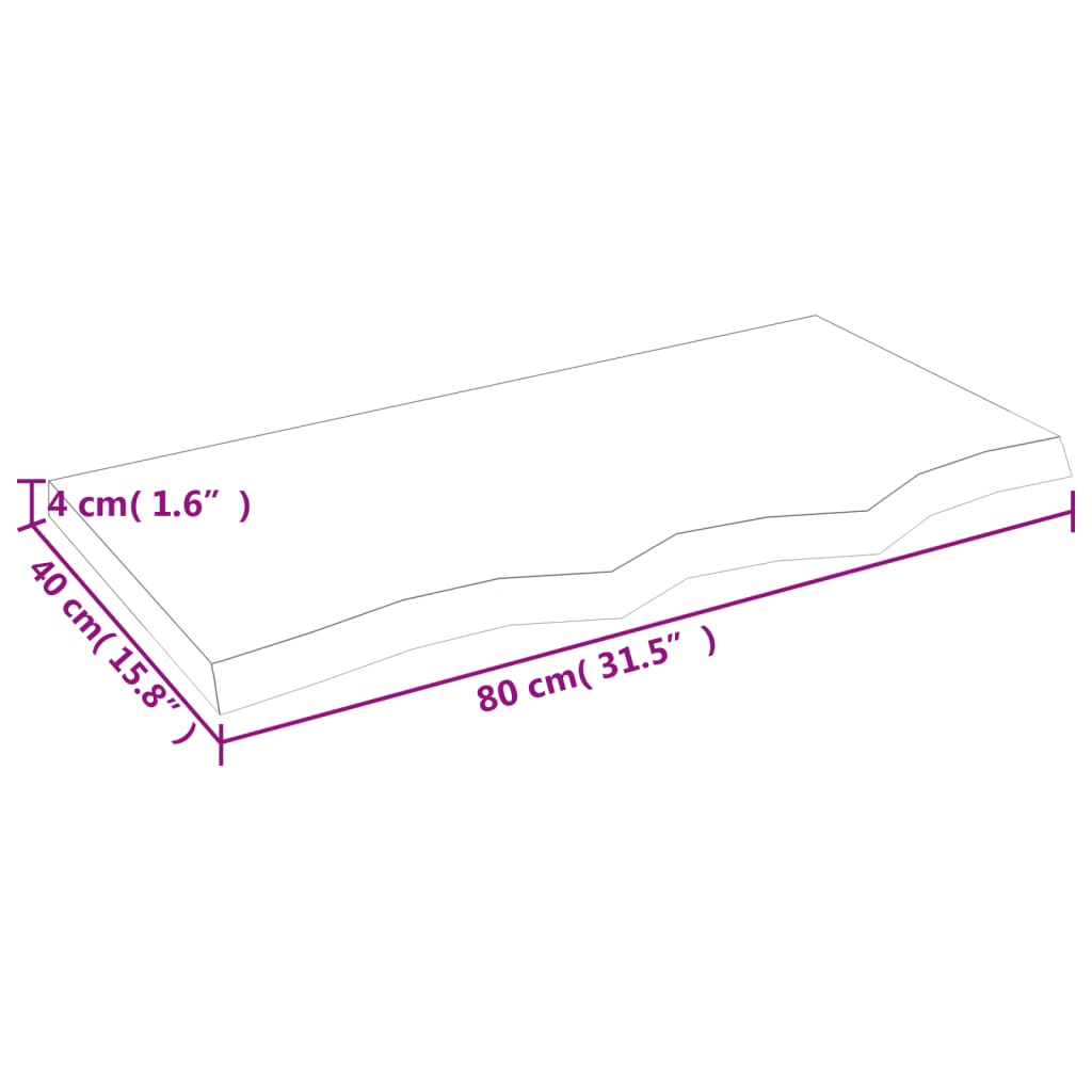 vidaXL Ripiano a Parete 80x40x(2-4) cm Massello Rovere Non Trattato