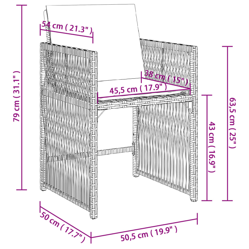 vidaXL Sedie da Giardino con Cuscini 4 pz Nere in Polyrattan