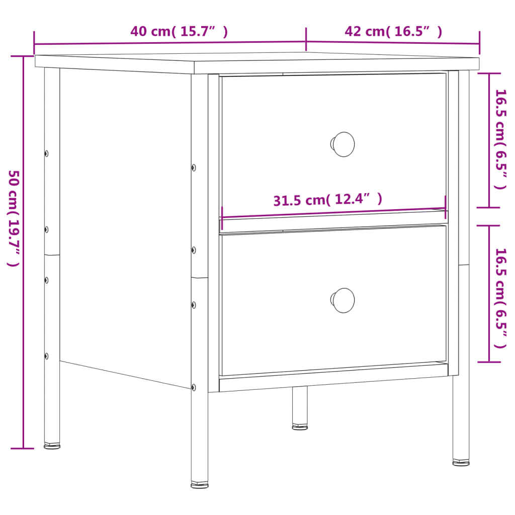 vidaXL Comodini 2 pz Rovere Sonoma 40x42x50 cm in Legno Multistrato