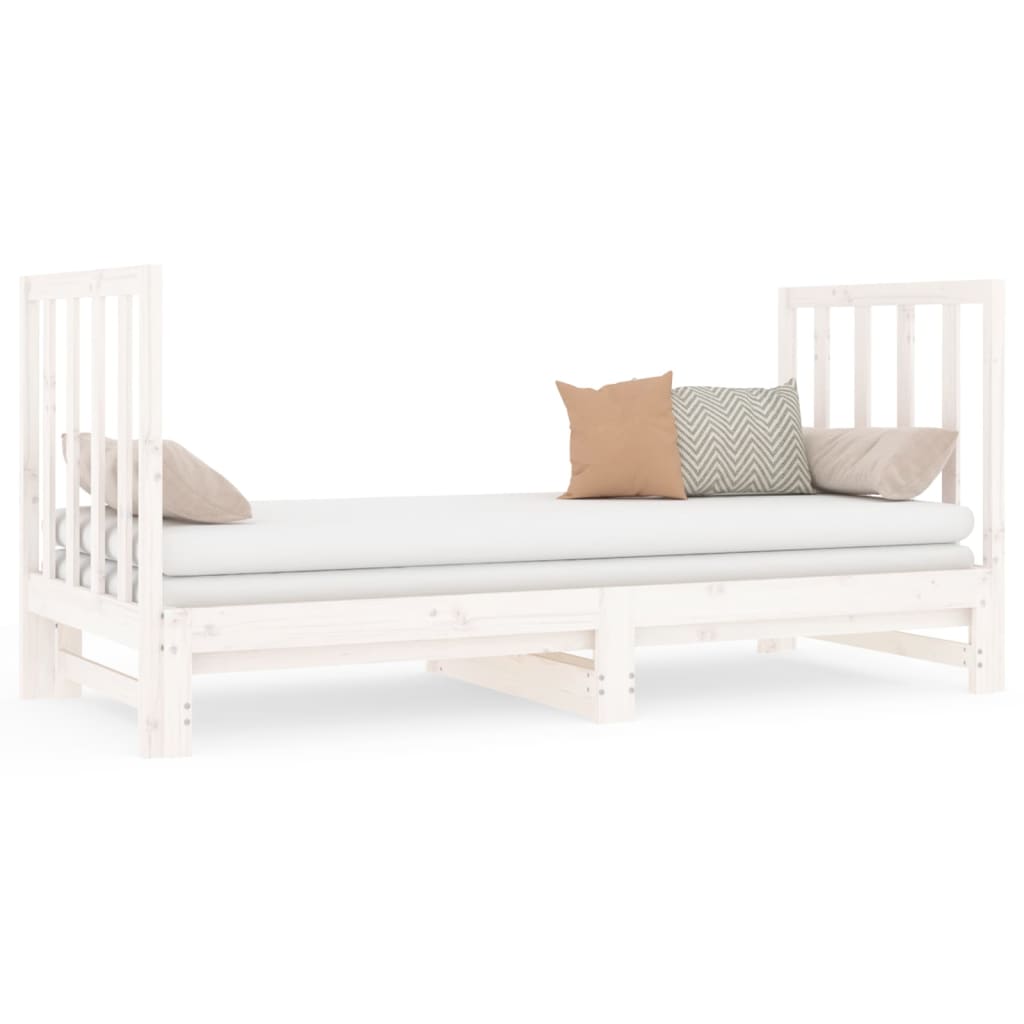 vidaXL Dormeuse Estraibile Bianca 2x(90x190) cm Legno Massello di Pino