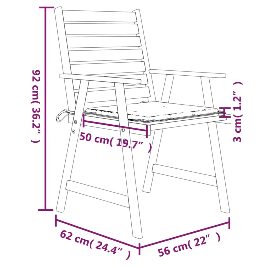 vidaXL Sedie Pranzo per Esterni con Cuscini 4 pz Legno Massello Acacia