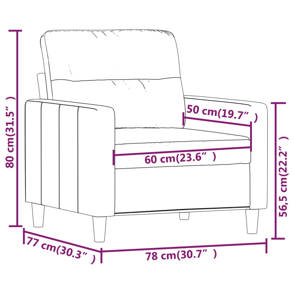 vidaXL Poltrona Grigio Scuro 60 cm in Tessuto