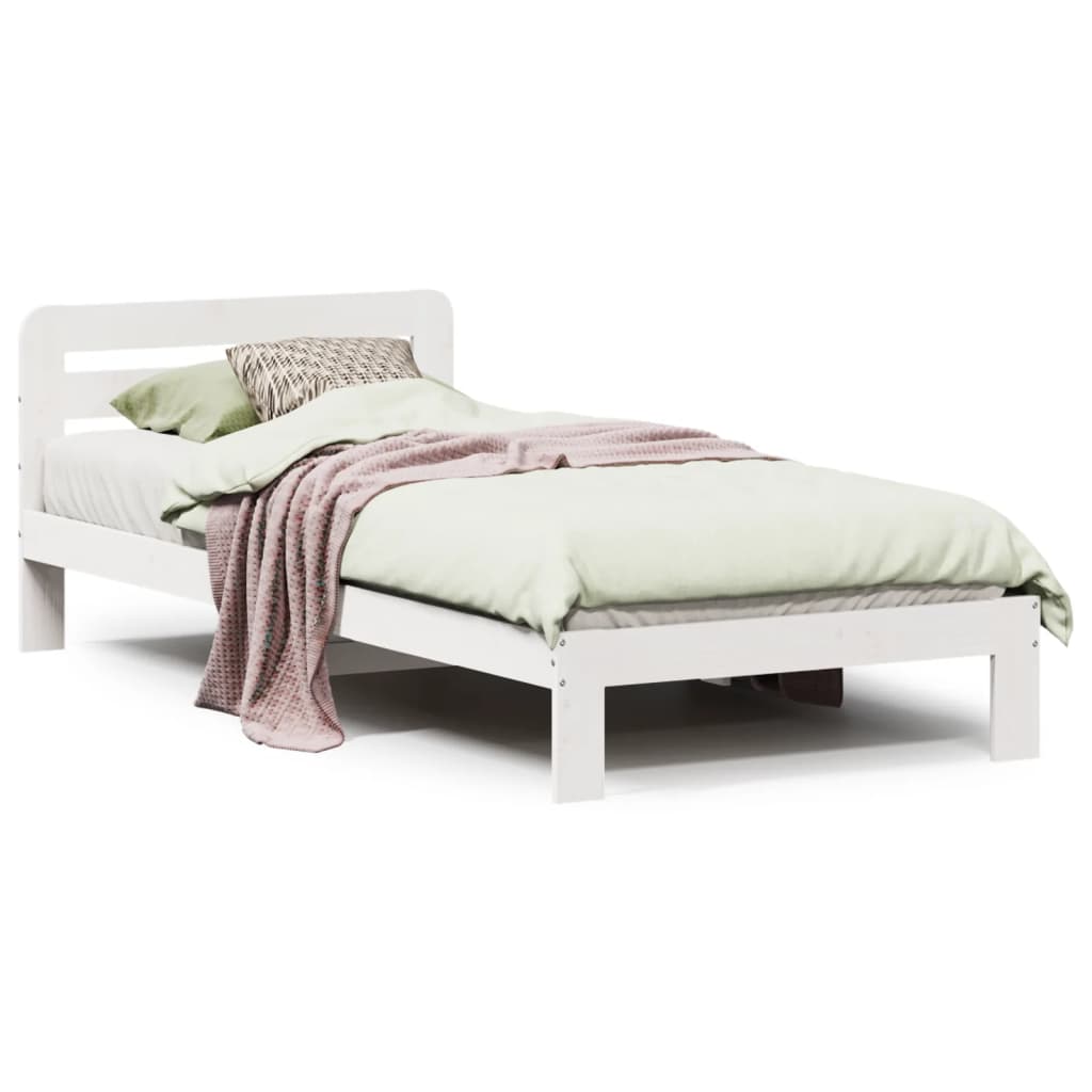 vidaXL Letto senza Materasso Bianco 90x200 cm Legno Massello di Pino