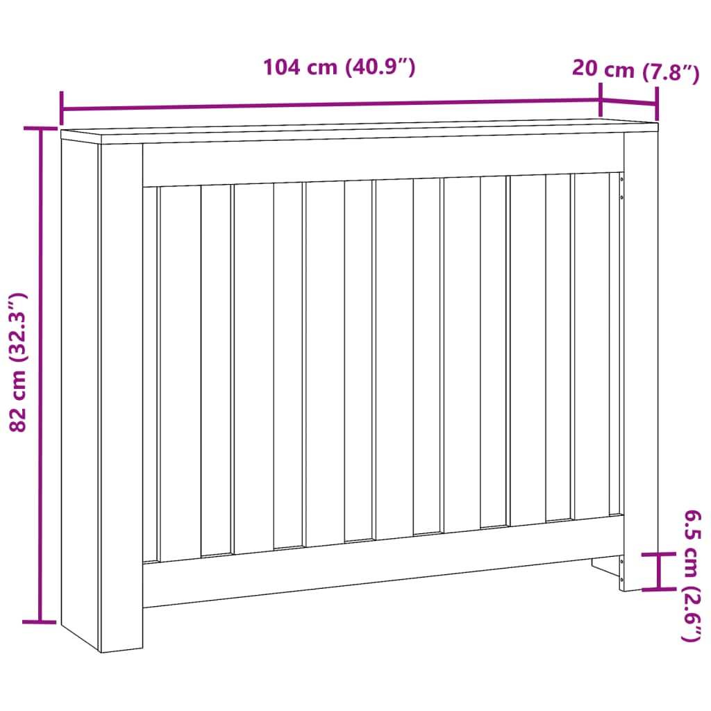 vidaXL Copertura Termosifone Rovere Marrone 104x20x82cm in Multistrato