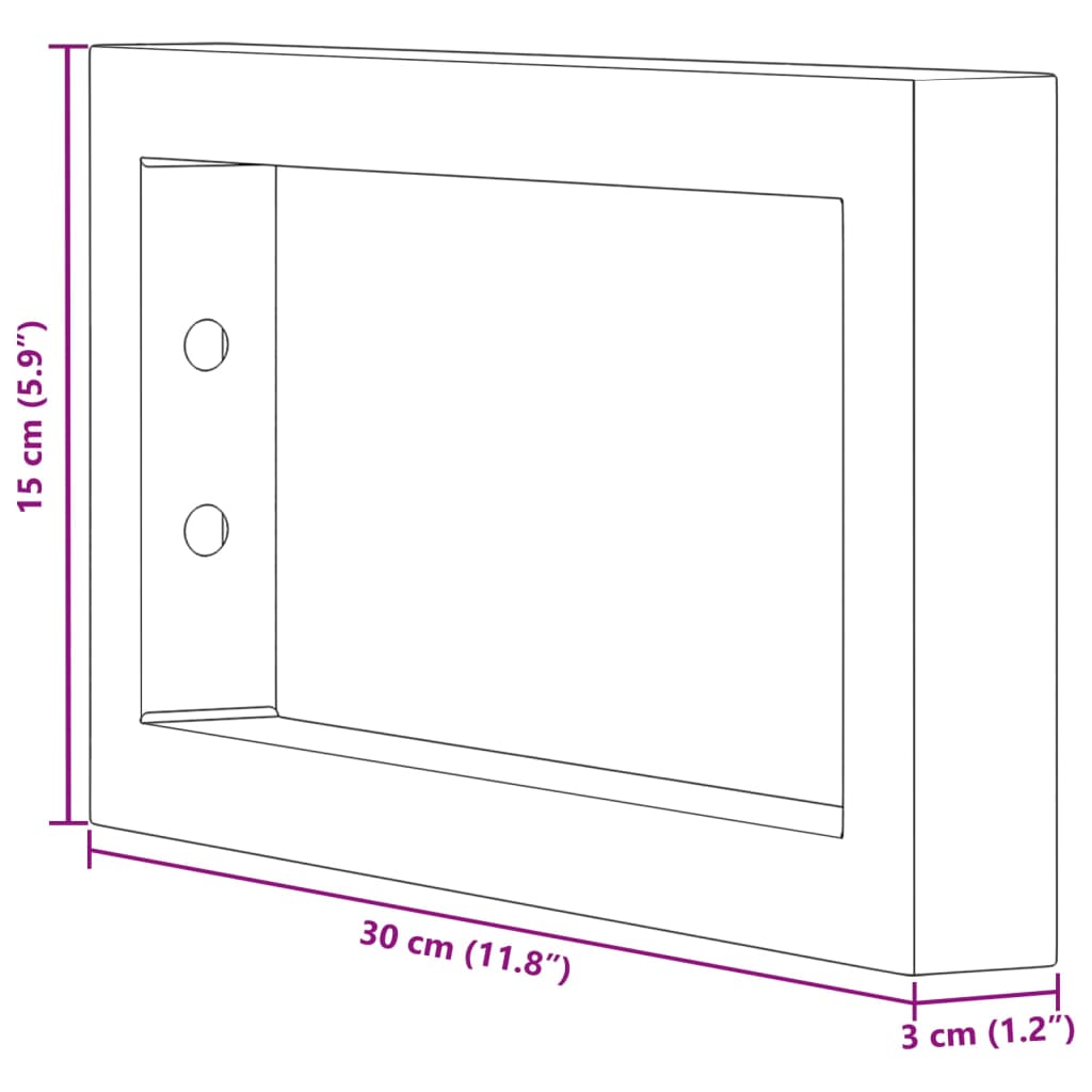 vidaXL Reggimensole per Lavabo 2 pz Nere Rettangolari in Acciaio