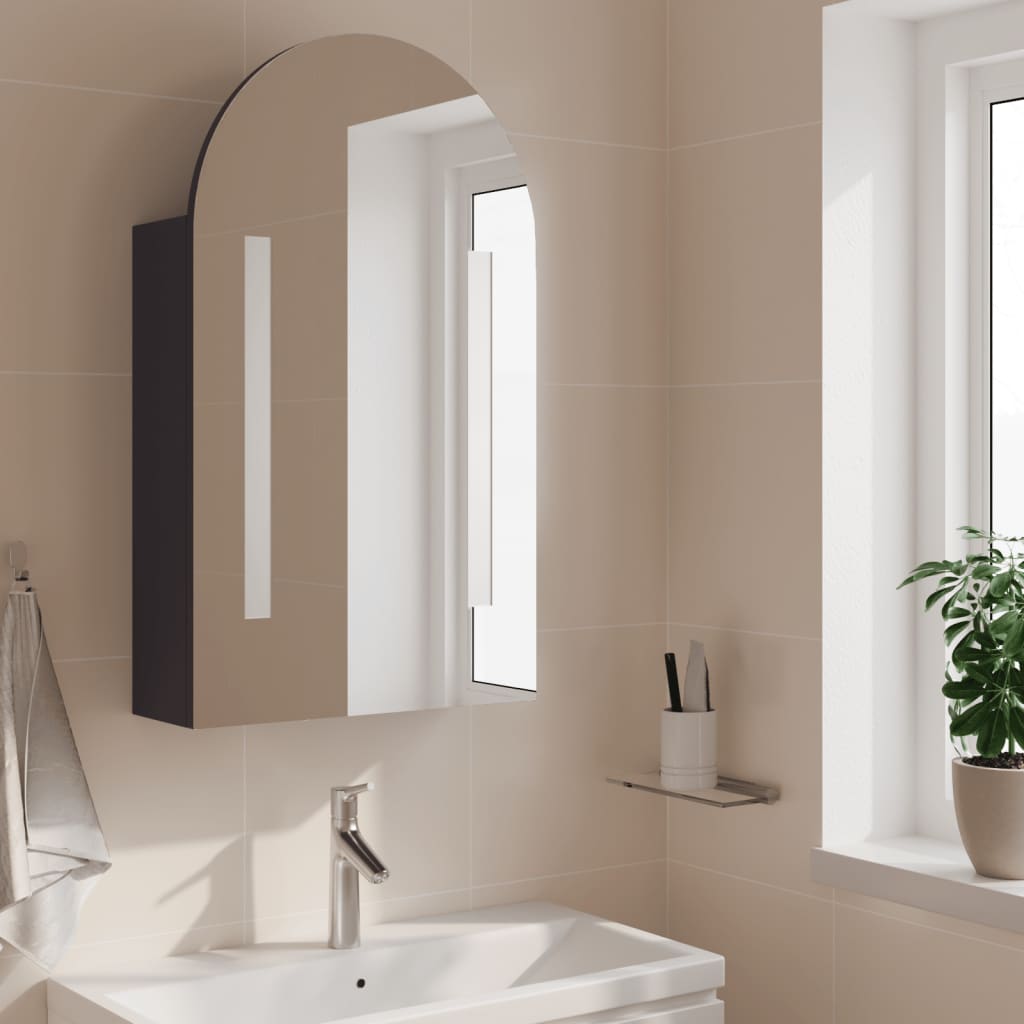 vidaXL Armadietto Bagno con Specchio e LED ad Arco Grigio 42x13x70 cm