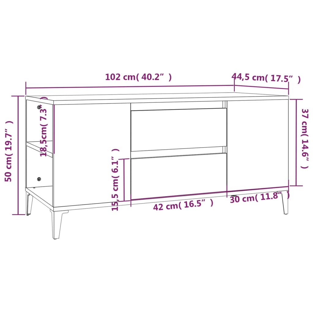 vidaXL Mobile Porta TV Grigio Sonoma 102x44,5x50 cm Legno Multistrato