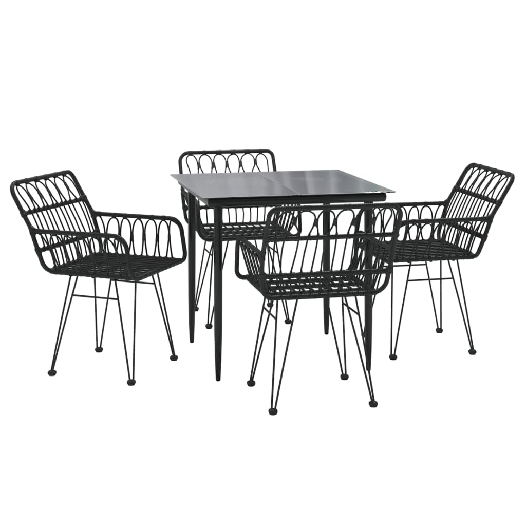 vidaXL Set da Pranzo da Giardino 5 pz Nero in Polyrattan