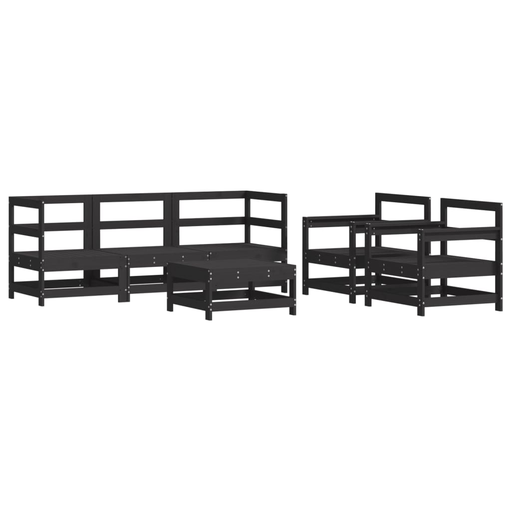 vidaXL Set Divani da Giardino 6 pz con Cuscini in Legno Massello Nero