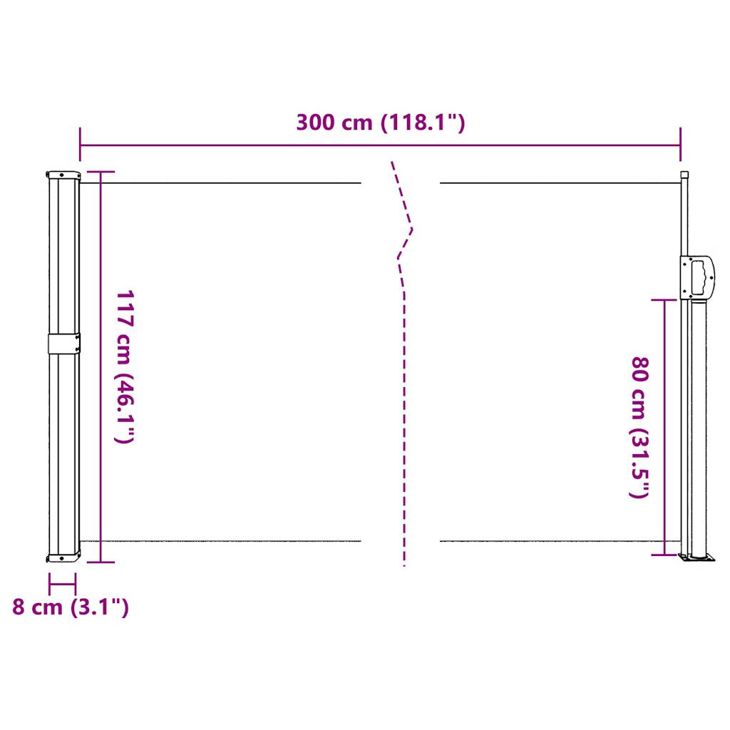 vidaXL Tenda da Sole Laterale Retrattile Beige 117x300 cm