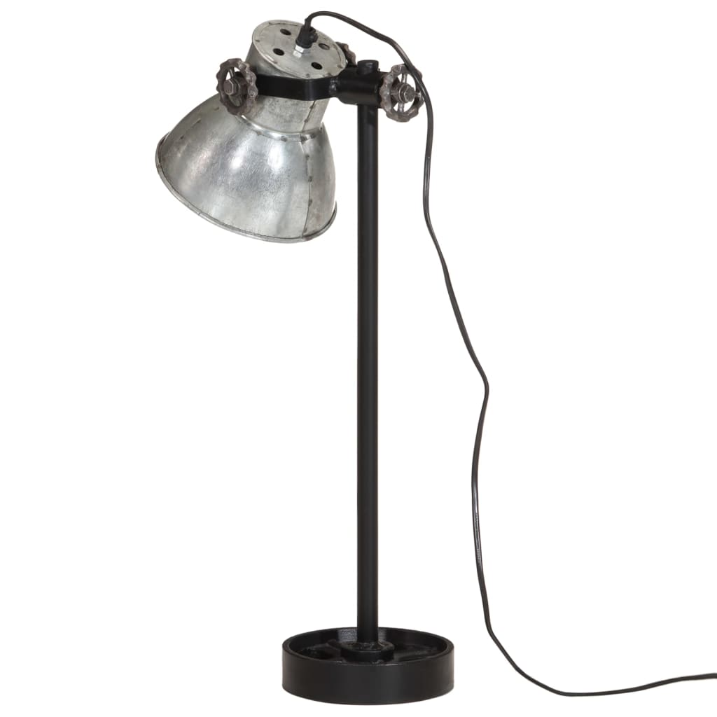 vidaXL Lampada da Scrivania 25 W Argento Vintage 15x15x55 cm E27