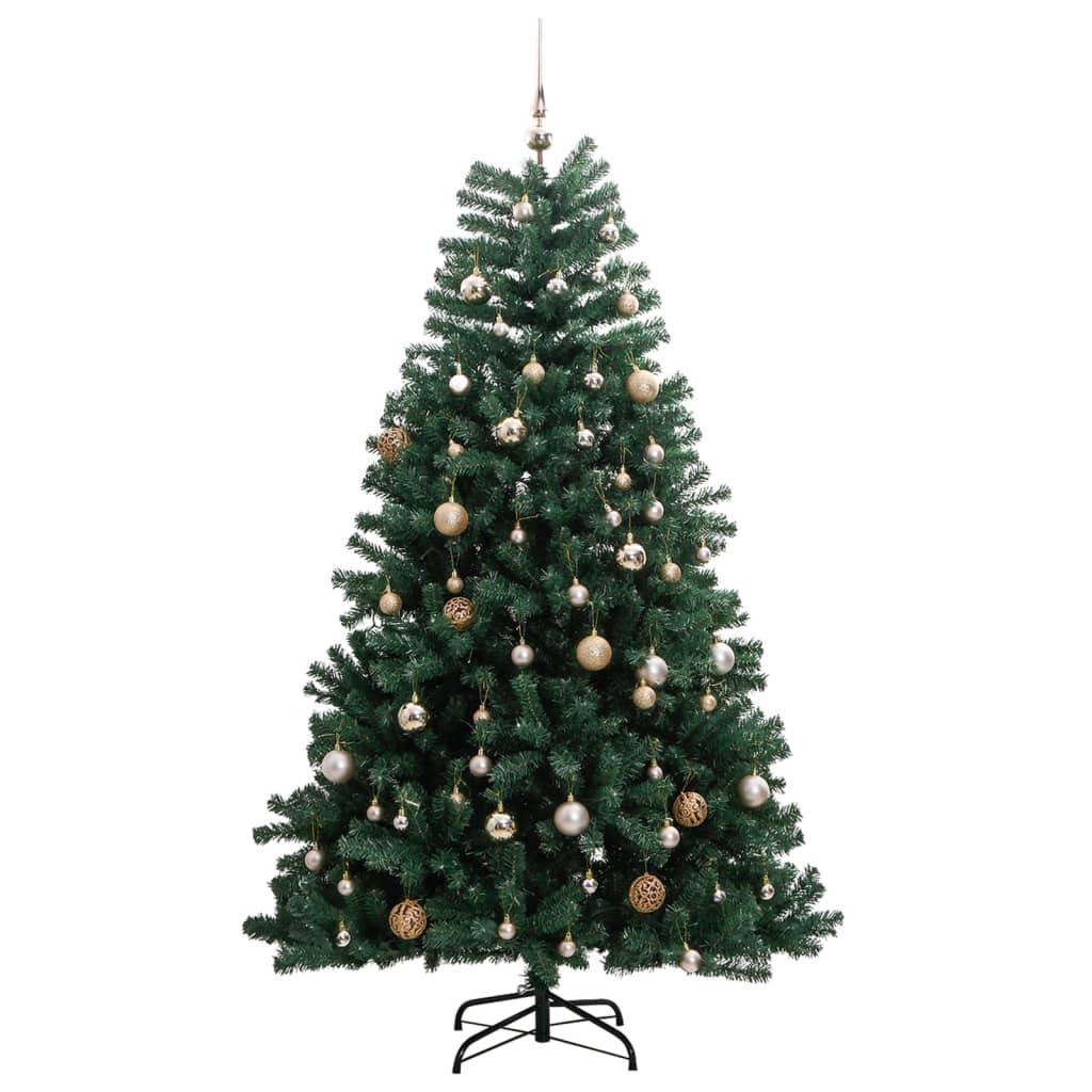 vidaXL Albero Natale Incernierato con 300 LED e Palline 240 cm