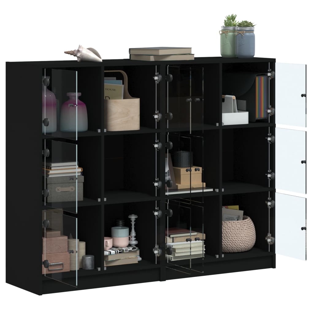 vidaXL Libreria con Ante Nera 136x37x109 cm in Legno Multistrato