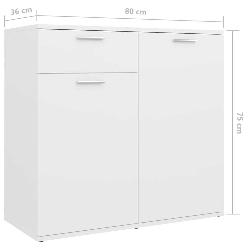 vidaXL Credenza Bianca 160x36x75 cm in Legno Multistrato