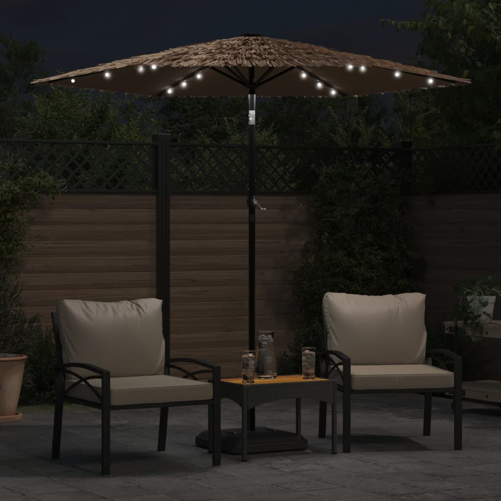 vidaXL Ombrellone Giardino LED e Palo in Acciaio Marrone 223x223x213cm